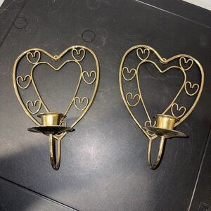 Vintage brass heart sconces